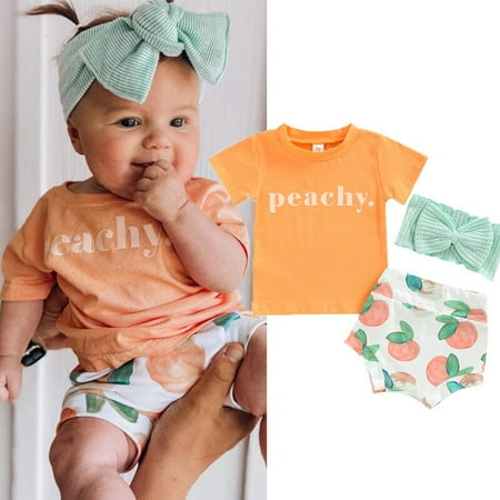 3pcs Baby Girls Boys Clothes Sets Letter Short Sleeve T Shirts+ Peach Printed Short Pants with Headband
3pcs Baby Girls Boys Clothes Sets Letter Short Sleeve T Shirts+ Peach Printed Short Pants with Headband