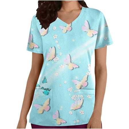 CYMMPU Short Sleeve Scrub_Tops with Pockets Clearance Women s Nurse Uniform Workwear V-Neck Working Uniform Trendy Clothing Shirts Summer Tunic Fashion Retro Butterfly Printing Sky Blue XL
CYMMPU Short Sleeve Scrub_Tops with Pockets Clearance Women s Nurse Uniform Workwear V-Neck Working Uniform Trendy Clothing Shirts Summer Tunic Fashion Retro Butterfly Printing Sky Blue XL