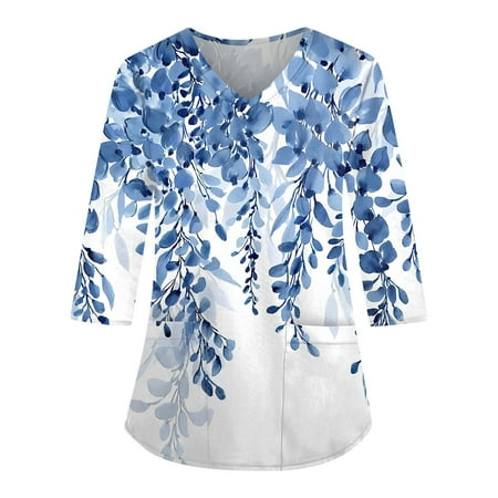 PURJKPU Women Scrub Top Floral Printed Nurse Uniforms 3/4 Sleeve Tee Tops V-Neck Shirts Cute Scrubs with Pockets Blue 2XL
PURJKPU Women Scrub Top Floral Printed Nurse Uniforms 3/4 Sleeve Tee Tops V-Neck Shirts Cute Scrubs with Pockets Blue 2XL