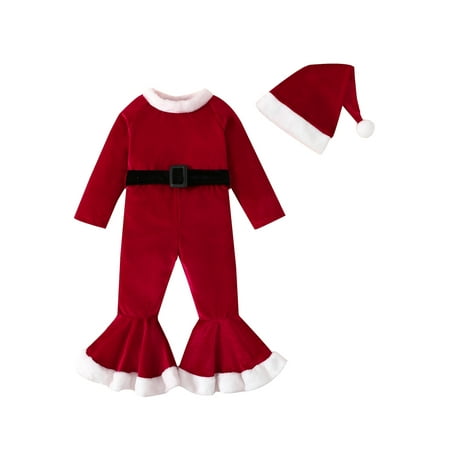 Musuos Little Girls Christmas Long Sleeve Belted Jumpsuit Flare Pants Santa Hat Set
Musuos Little Girls Christmas Long Sleeve Belted Jumpsuit Flare Pants Santa Hat Set