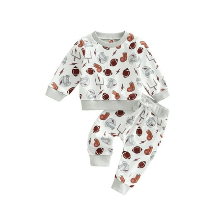 Sunisery Baby Autumn Sets Long Sleeve O Neck Tops Elastic Band Rugby Pants