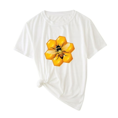 SOOMLON Women s Hardworking Bee Tops Short Sleeve Round Neck Dressy Blouses White XL
SOOMLON Women s Hardworking Bee Tops Short Sleeve Round Neck Dressy Blouses White XL