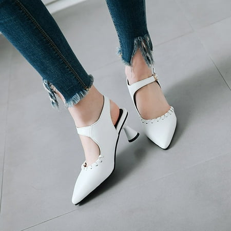 Sunvit Womens Heeled Sandals- New Style Buckle Fashion Faux Leather Middle Heel Casual Summer Sandals #427 White-8.5
Sunvit Womens Heeled Sandals- New Style Buckle Fashion Faux Leather Middle Heel Casual Summer Sandals #427 White-8.5