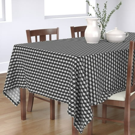 Tablecloth Geometric Green And White Pattern Quadrilateral Cube Cotton Sateen