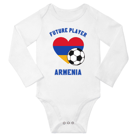 Future Armenia Soccer Player Baby Long Slevve Bodysuit Jumpsuits (White 12-18 Months)