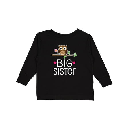 Inktastic Big Sister Owl Reveal Gift Toddler Toddler Girl Long Sleeve T-Shirt