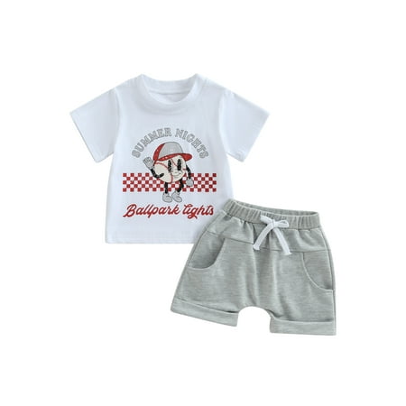 Genuiskids Toddler Baby Boys Summer Outfits Letter Baseball Print Short Sleeve T-Shirts Top Shorts 2Pcs Clothes Set 0-3T
Genuiskids Toddler Baby Boys Summer Outfits Letter Baseball Print Short Sleeve T-Shirts Top Shorts 2Pcs Clothes Set 0-3T