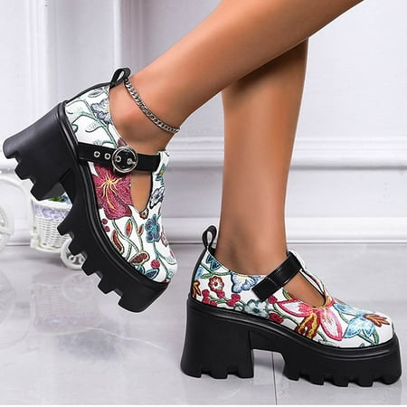 EQWLJWE Women Gothic Mary Janes Platform Dress Cosplay Party Chunky Heels Floral Print School Uniform Pumps Shoes
EQWLJWE Women Gothic Mary Janes Platform Dress Cosplay Party Chunky Heels Floral Print School Uniform Pumps Shoes