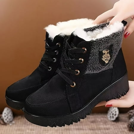 Comfort Fleece Lined Ankle Boots Thick Botton Anti-slip Lace-up Cotton Shoes Women s Footwear 
Comfort Fleece Lined Ankle Boots Thick Botton Anti-slip Lace-up Cotton Shoes Women s Footwear