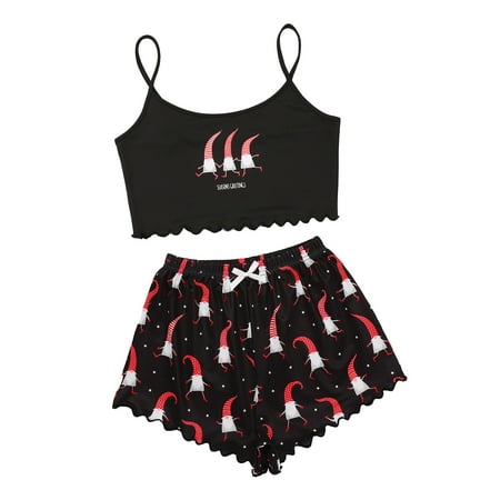 Luiyenes Women s 2PCS Sleepwear Set Christmas Pattern Christmas Doll Print Lettuce Trim Cami Top Vest And Shorts Hot Pants Pajama Set Sleepwear
Luiyenes Women s 2PCS Sleepwear Set Christmas Pattern Christmas Doll Print Lettuce Trim Cami Top Vest And Shorts Hot Pants Pajama Set Sleepwear