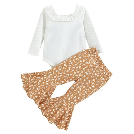 Girls Long Sleeve Ruffles Ribbed Romper Bodysuits Floral Leopard Prints Bell Bottoms Flare Pants Outfits Sweat Suits for Teen Girls
Girls Long Sleeve Ruffles Ribbed Romper Bodysuits Floral Leopard Prints Bell Bottoms Flare Pants Outfits Sweat Suits for Teen Girls