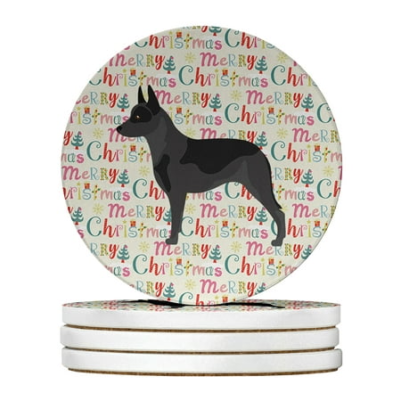 Australian Cattle Dog Merry Christmas Large Sandstone Coasters Pack of 4 4 in x 4 in
