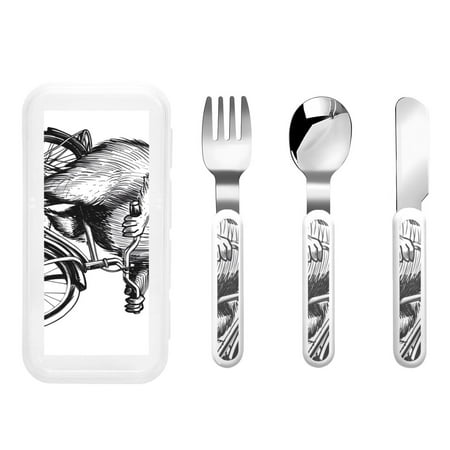 Balery Capybara Riding Bicycle for Stainless Steel Kids Silverware Set - Child and Toddler Safe Flatware - Children s Knife Fork And Spoon Set - Metal Kids Cutlery Set
Balery Capybara Riding Bicycle for Stainless Steel Kids Silverware Set - Child and Toddler Safe Flatware - Children s Knife Fork And Spoon Set - Metal Kids Cutlery Set