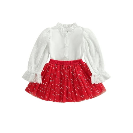 Sunisery Toddler Kids Girls 2Pcs Outfits Lace Mesh Puff Long Sleeve Shirts Sequins Stars Tulle Tutu Skirts Sets Red White 4-5 Years
Sunisery Toddler Kids Girls 2Pcs Outfits Lace Mesh Puff Long Sleeve Shirts Sequins Stars Tulle Tutu Skirts Sets Red White 4-5 Years