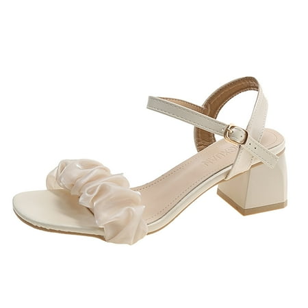 Sandals Women Fashion Summer Women Sandals Chunky Heel Middle Heel Buckle Fold Open Toe Casual Womens Sandals Pu Beige 40
Sandals Women Fashion Summer Women Sandals Chunky Heel Middle Heel Buckle Fold Open Toe Casual Womens Sandals Pu Beige 40