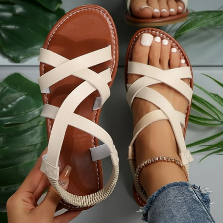 Women s Flat Roman Style Sandals Cross Strap Open Toe Elastic Strap Shoes Summer Slip On Beach Sandals
Women s Flat Roman Style Sandals Cross Strap Open Toe Elastic Strap Shoes Summer Slip On Beach Sandals