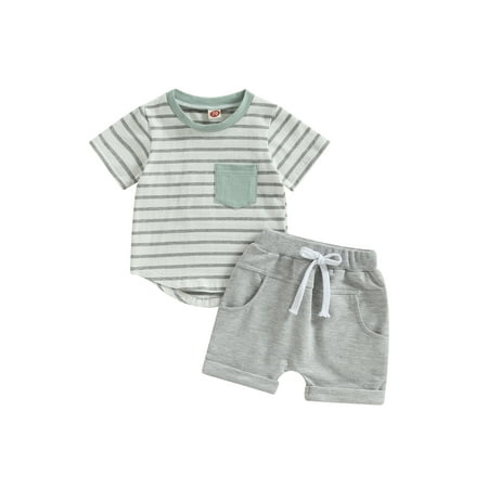 GXFC Toddler Baby Boys Summer Shorts Outfits Infant Boys Short Sleeve Striped Print T-Shirt Tops+Short Pants Set Casual Clothes 2Pcs 0-3T
GXFC Toddler Baby Boys Summer Shorts Outfits Infant Boys Short Sleeve Striped Print T-Shirt Tops+Short Pants Set Casual Clothes 2Pcs 0-3T