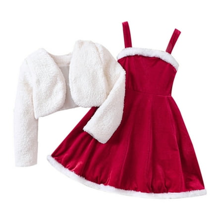 Lovskoo Kids Toddler Girls 2Pcs Dress Set Christmas Outfits Padded Warm Jacket + Velvet Camisole Dress Dress Padded Winter Dress 3-8 Years Old Red
Lovskoo Kids Toddler Girls 2Pcs Dress Set Christmas Outfits Padded Warm Jacket + Velvet Camisole Dress Dress Padded Winter Dress 3-8 Years Old Red