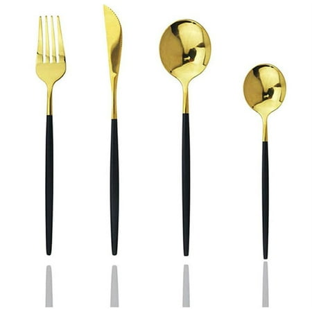NOGIS Shiny Gold Silverware Set 4-Piece Stainless Steel Satin Finish Flatware Set Kitchen Utensil Set Mirror Polished Tableware Cutlery Set for Home and Restaurant(Black Gold)
NOGIS Shiny Gold Silverware Set 4-Piece Stainless Steel Satin Finish Flatware Set Kitchen Utensil Set Mirror Polished Tableware Cutlery Set for Home and Restaurant(Black Gold)