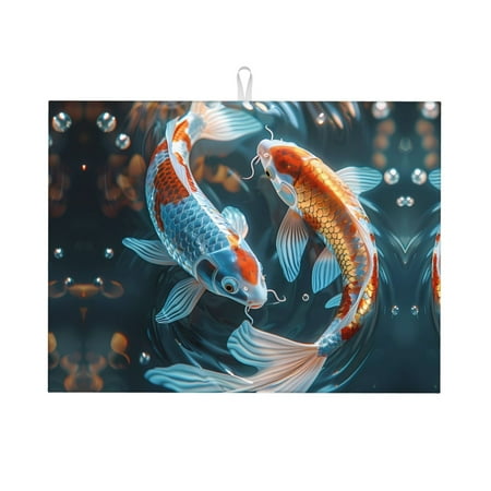 Large Dish Drying Mats for Kitchen Counter - Cute Koi Fish Serenity 18x24In Anti-Slip Absorbent Microfiber Drying Mat for Kitchen Counter Mat Dish Rack Mat with Hanging Loop
Large Dish Drying Mats for Kitchen Counter - Cute Koi Fish Serenity 18x24In Anti-Slip Absorbent Microfiber Drying Mat for Kitchen Counter Mat Dish Rack Mat with Hanging Loop