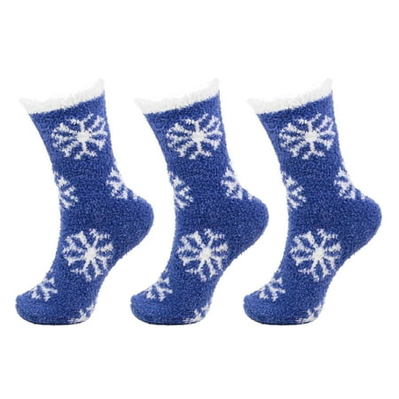 BambooMN - Fuzzy XL Snowflake Socks - 06 Blizzard Blast - 3prs
