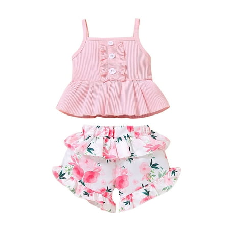 TAIAOJING Toddler Baby Girl Clothes Set Ruffles Solid Suspender Tops Vest+Floral Print Shorts Outfits For Girl 12-18 Months
TAIAOJING Toddler Baby Girl Clothes Set Ruffles Solid Suspender Tops Vest+Floral Print Shorts Outfits For Girl 12-18 Months