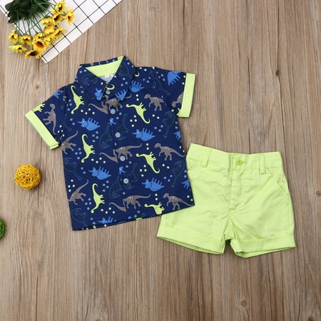 Kids Toddler Baby Boys Short Sleeve Button Down Shirt Shorts Suits 2T 3T 4T 5T 6T Outfits Summer Clothes Gentleman 2-Piece Set