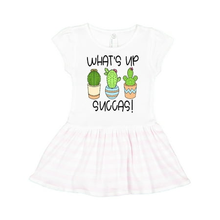 Inktastic What s Up Succas Funny Cacti Plants Gift Toddler Girl Dress