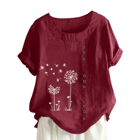 Trendy Tops for Women 2023 Women s Casual Round Neck Blouse Short Sleeve Print Loose Shirt Tops Proclub Shirts Red XL
Trendy Tops for Women 2023 Women s Casual Round Neck Blouse Short Sleeve Print Loose Shirt Tops Proclub Shirts Red XL