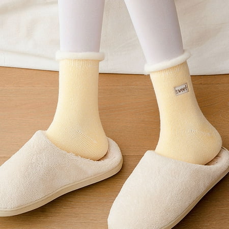 Haykey Winter Socks for Women Unisex Fashion Solid Warm Thickening Middle Tube Socks Snow Socks Stockings