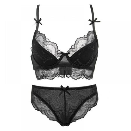 Lace girl comfortable back without rims padded gathered bra and panties set Black 34B
Lace girl comfortable back without rims padded gathered bra and panties set Black 34B