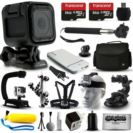GoPro HERO4 Session HD Action Camera (CHDHS-101) + Ultimate 20 Piece Accessories Package with 128GB Memory + Travel Case + USB Portable Charger + Head\/Chest Strap + Opteka X-Grip + Car Mount & More!