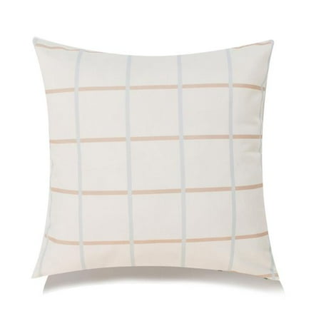 HUI Home HH-MP2020ICEDBLOF 20 x 20 in. Michael Penney Check Pilow with Feather & Down Insert Beige & Blue