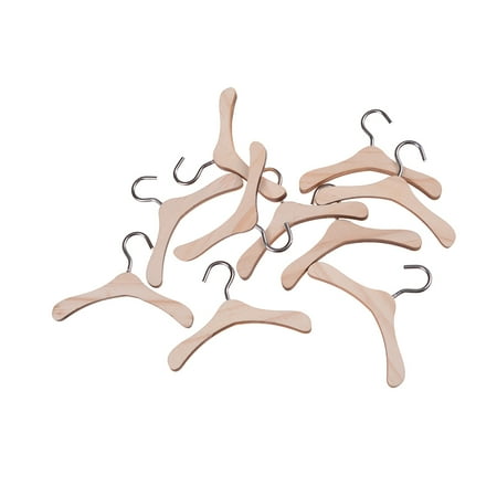 JETTINGBUY 10pcs 75mm*32mm Wooden Clothes Hanger Metal Hook for 1/6 BJD Dolls