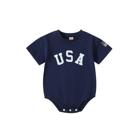 One opening Baby Boys Girls 4th of July Romper Short Sleeve Round Neck Letter Print Bodysuit Newborn Independence Day Clothes
One opening Baby Boys Girls 4th of July Romper Short Sleeve Round Neck Letter Print Bodysuit Newborn Independence Day Clothes