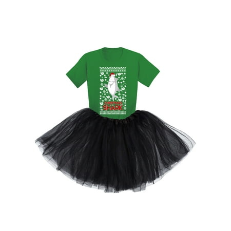 Awkward Styles Ugly Xmas Tutu Skirt Set Cute Christmas Shark Girls Ballet Outfit