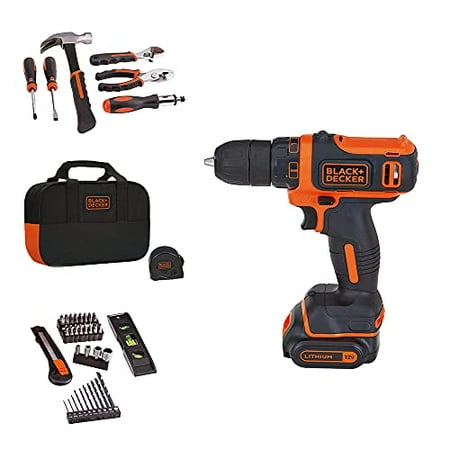 BLACK+DECKER 12V MAX Drill & Home Tool Kit 60-Piece (BDCDD12PK)