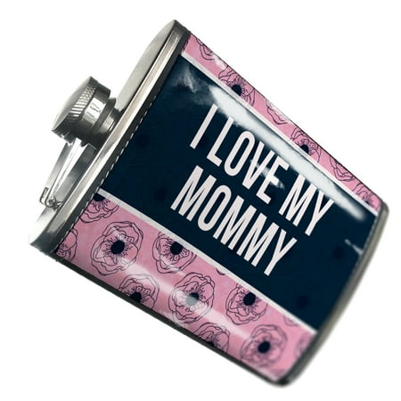 NEONBLOND Flask I Love My Mommy Mother s Day Pink and Navy Flowers
