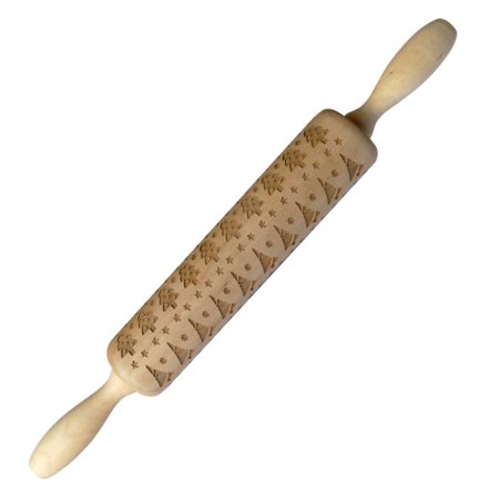 Christmas Wooden Rolling Pins Engraved Embossing Roller for Cookies Noodle Biscuit Cake Fondant