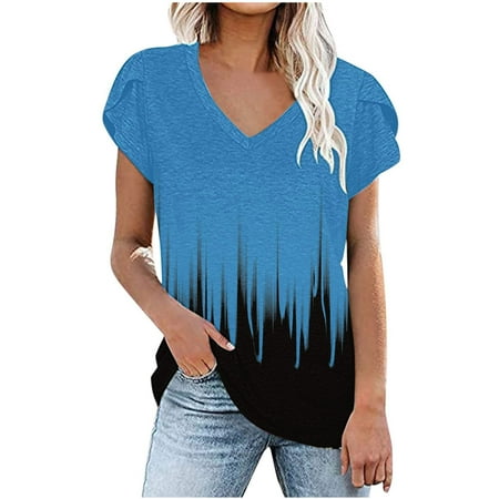 Ziloco Women s Fashion Printed V Neck Short Sleeve T-shirt Blouse Loose Tops womens tank tops maternity tops Blue L
Ziloco Women s Fashion Printed V Neck Short Sleeve T-shirt Blouse Loose Tops womens tank tops maternity tops Blue L