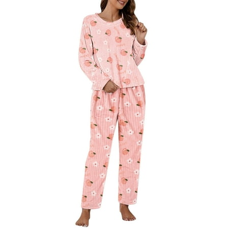 Women Casual Pajamas Sets Coral Long Sleeve Tops And Long Pants Peach Printing Sleepwear Two Piece Set
Women Casual Pajamas Sets Coral Long Sleeve Tops And Long Pants Peach Printing Sleepwear Two Piece Set
