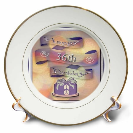 Ribbon and Cake Happy 36th Birthday 8 inch Porcelain Plate cp-24409-1