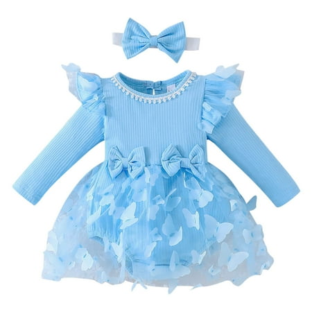 Chenyuanyuan Baby Clothes for Girls Girls Long Sleeve Bowknot Solid Color Butterfly Tulle Ruffles Romper Bodysuits with Headbands Outfits Size 12-18 Months
Chenyuanyuan Baby Clothes for Girls Girls Long Sleeve Bowknot Solid Color Butterfly Tulle Ruffles Romper Bodysuits with Headbands Outfits Size 12-18 Months