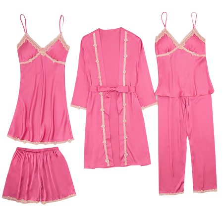 Qiaocaity Pajamas for Women 5 Pieces Lingerie Set Silk Satin Solid Temptation Babydoll Underwear Sleepwear Camisole Nightdress + Nightgown Robe Suit Gifts for Women Hot Pink XXL
Qiaocaity Pajamas for Women 5 Pieces Lingerie Set Silk Satin Solid Temptation Babydoll Underwear Sleepwear Camisole Nightdress + Nightgown Robe Suit Gifts for Women Hot Pink XXL