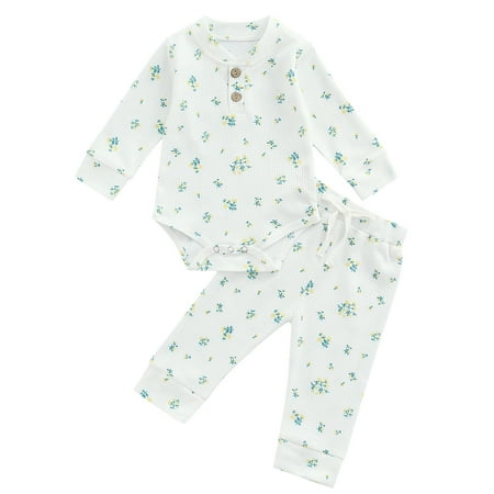 Sunisery 2Pcs Newborn Baby Girls Clothes Sets Long Sleeve Knitted Floral Bodysuits+Elastic Waist Pants White 6-12 Months
Sunisery 2Pcs Newborn Baby Girls Clothes Sets Long Sleeve Knitted Floral Bodysuits+Elastic Waist Pants White 6-12 Months