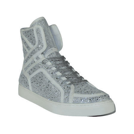 Men High Top Shoes By FIESSO AURELIO GARCIA Fancy Rhine stones 2402 White