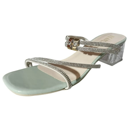 Gzea Women Sandals Comfortable Dressy Women Sandals Fashion New Pattern Bright Diamond Decoration Open Toe Square Heel Thick Heel Comfortable Summer Slippers Summer Sandals Green 39
Gzea Women Sandals Comfortable Dressy Women Sandals Fashion New Pattern Bright Diamond Decoration Open Toe Square Heel Thick Heel Comfortable Summer Slippers Summer Sandals Green 39