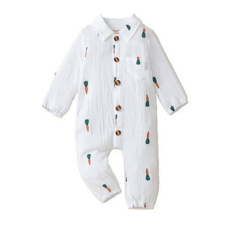 Lesimsam Baby Boys Autumn Jumpsuit 3M 6M 12M 18M Long Sleeve Lapel Carrot/Cactus Print Button Up Romper Newborn Infant Clothing
Lesimsam Baby Boys Autumn Jumpsuit 3M 6M 12M 18M Long Sleeve Lapel Carrot/Cactus Print Button Up Romper Newborn Infant Clothing