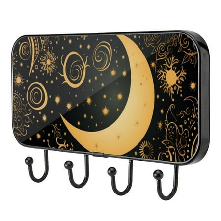 New Moon Symbol Self Adhesive Towel Coat Wood Iron Hooks for Home Keys Door Outdoor Home Improvement Utility Hook
