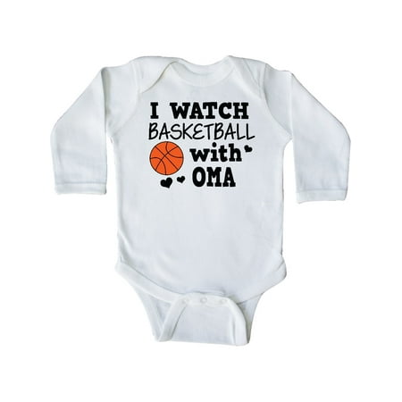 Inktastic I Watch Basketball with Oma Gift Baby Boy Long Sleeve Bodysuit